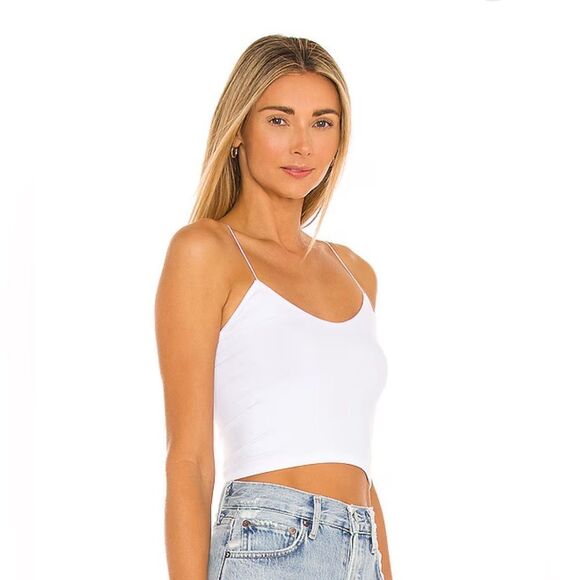 🌸 Free People Skinny Strap Seamless Brami Crop Top - Size XS/S - White - Picture 1 of 3